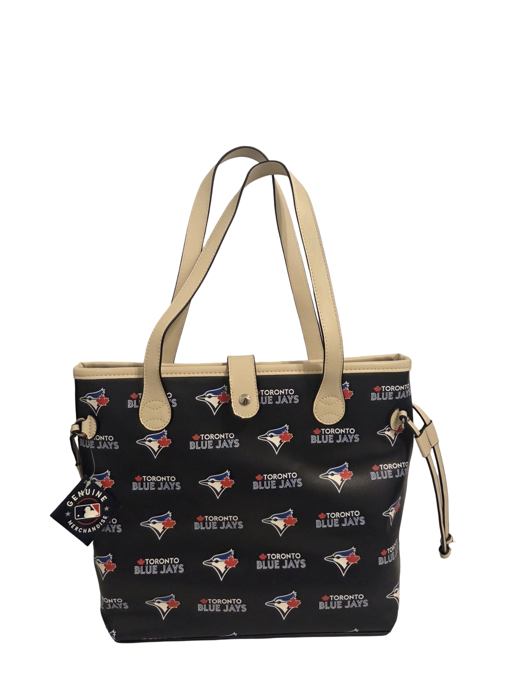 Toronto Blue Jays Logo Print Tote Bag in Black and Tan